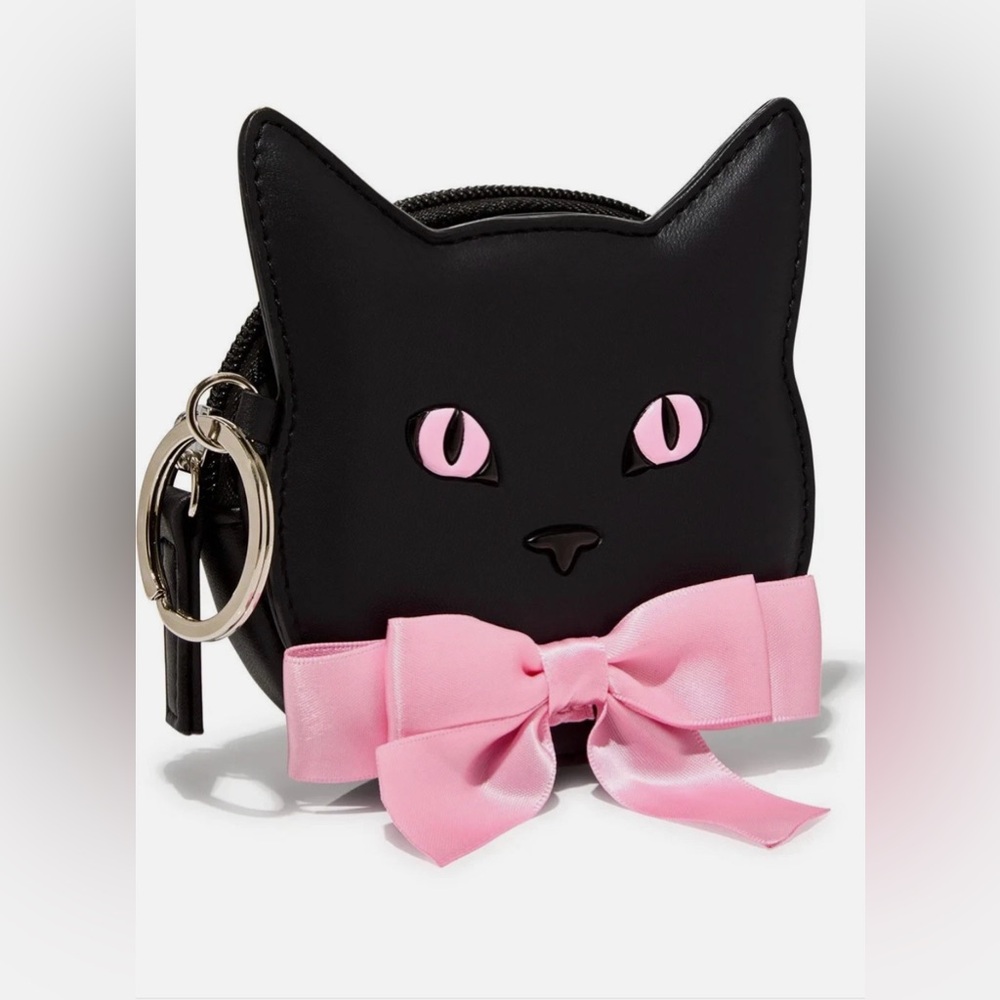 🆕🐈‍⬛ BATH & BODY WORKS LIMITED EDITION “BLACK CAT WITH PINK BOW” COIN PURSE. NWT